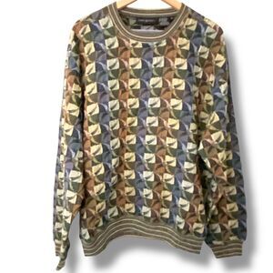 Vintage Jhane Barnes Sweater Mens 90's Colorful Geometric Coogi Cosby Style M